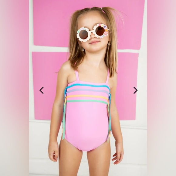 BEACH LINGO EUC SZ 4/5 Pink Swimsuit with Colorful Tassels - Picture 6 of 7